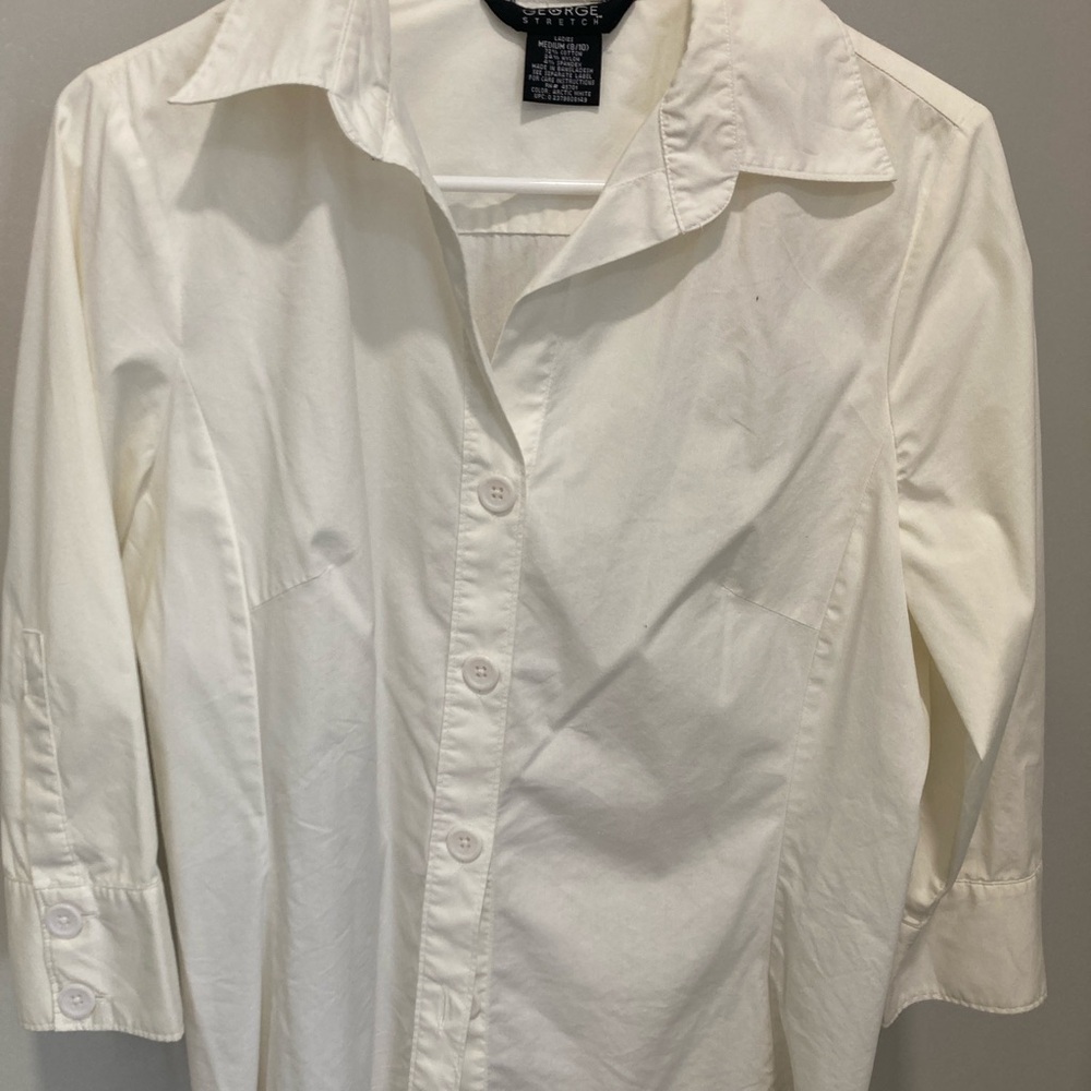 George Arctic White Stretch Shirt 3/4 length sleeve